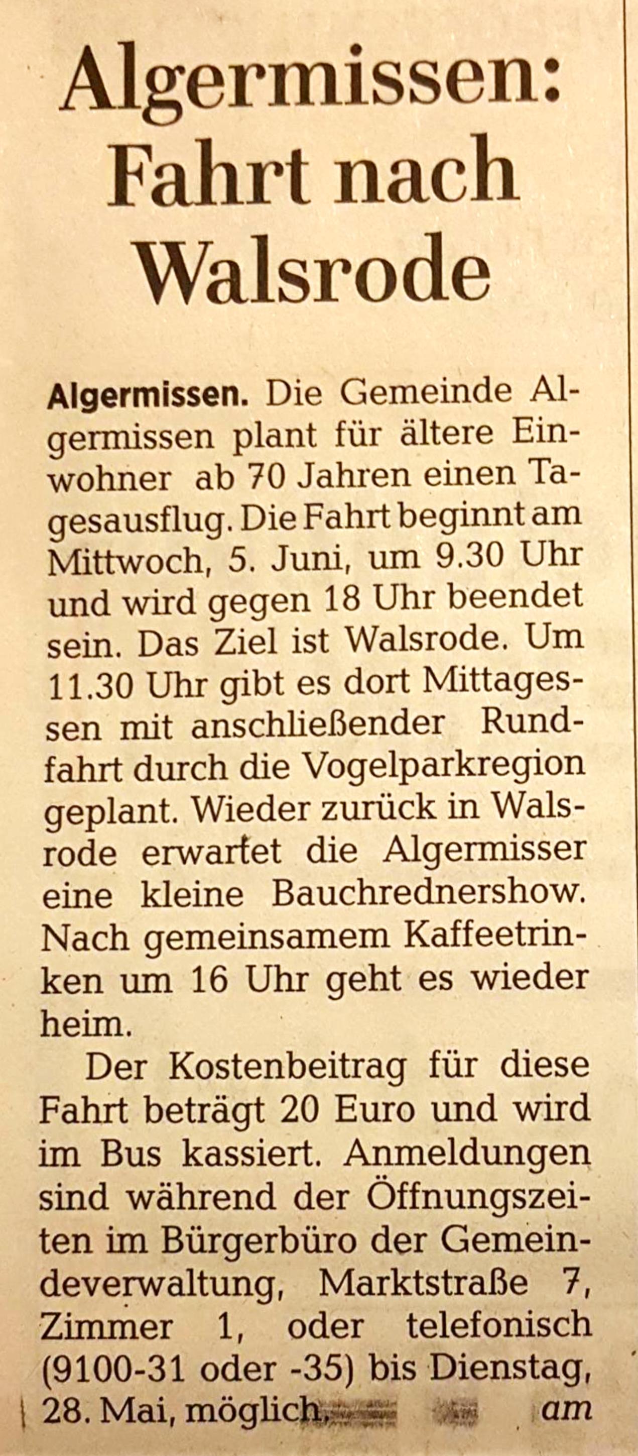 Seniorenfahrt 2019