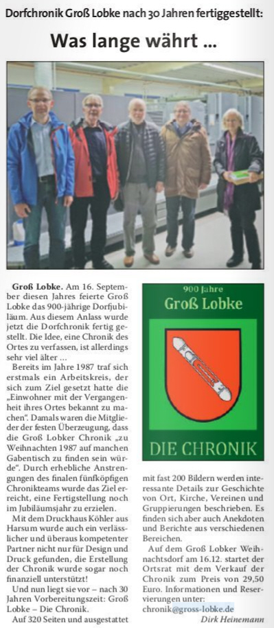 Algermissener Gemeindebote 07.12.2017 Dorfchronik Groß Lobke