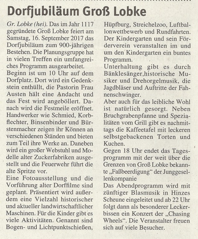 Blickpunkt Sehnde 27.07.2017 Dorfjubiläum