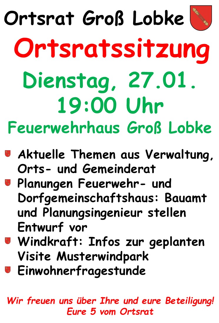 Einladung Ortsratssitzung 27.01.2026