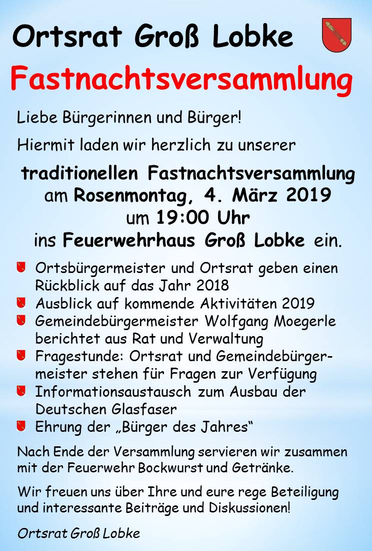 Fastnachtsversammlung 2019