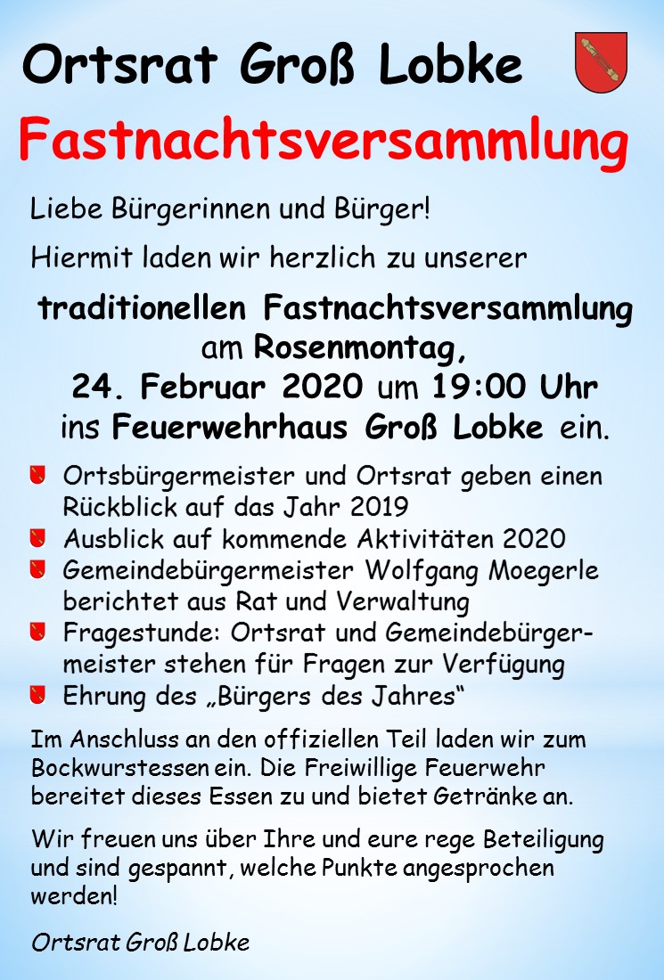 Flyer Fastnachtsversammlung 2020