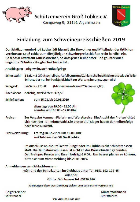 Schweinepreisschiessen 2019